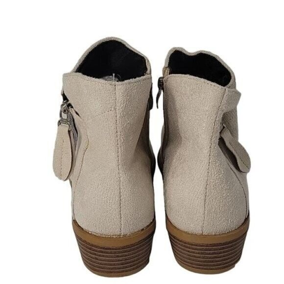 Chunky Heel Side Zip Faux Suede Ankle Boots - Picture 10 of 13